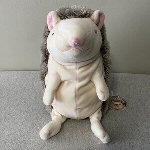 NWT Shinada Global Mochi Hari Hedgehog Large Size Plush Ivory Grey 11" Japan